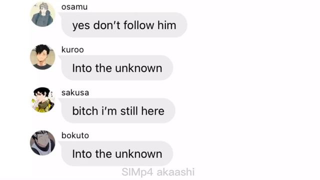Haikyuu texts-: Into the Unknown//lyrics prank//BokuRoKawaTsumu