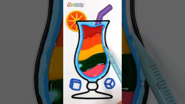 Rainbow Juice, cocktail Jelly Coloring & Painting #shorts #PaintJelly