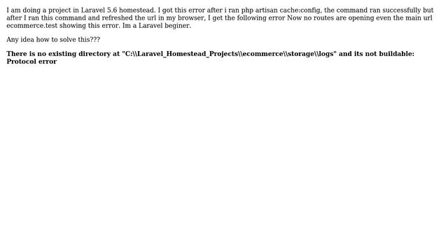 UnexpectedValueException laravel :protocol error