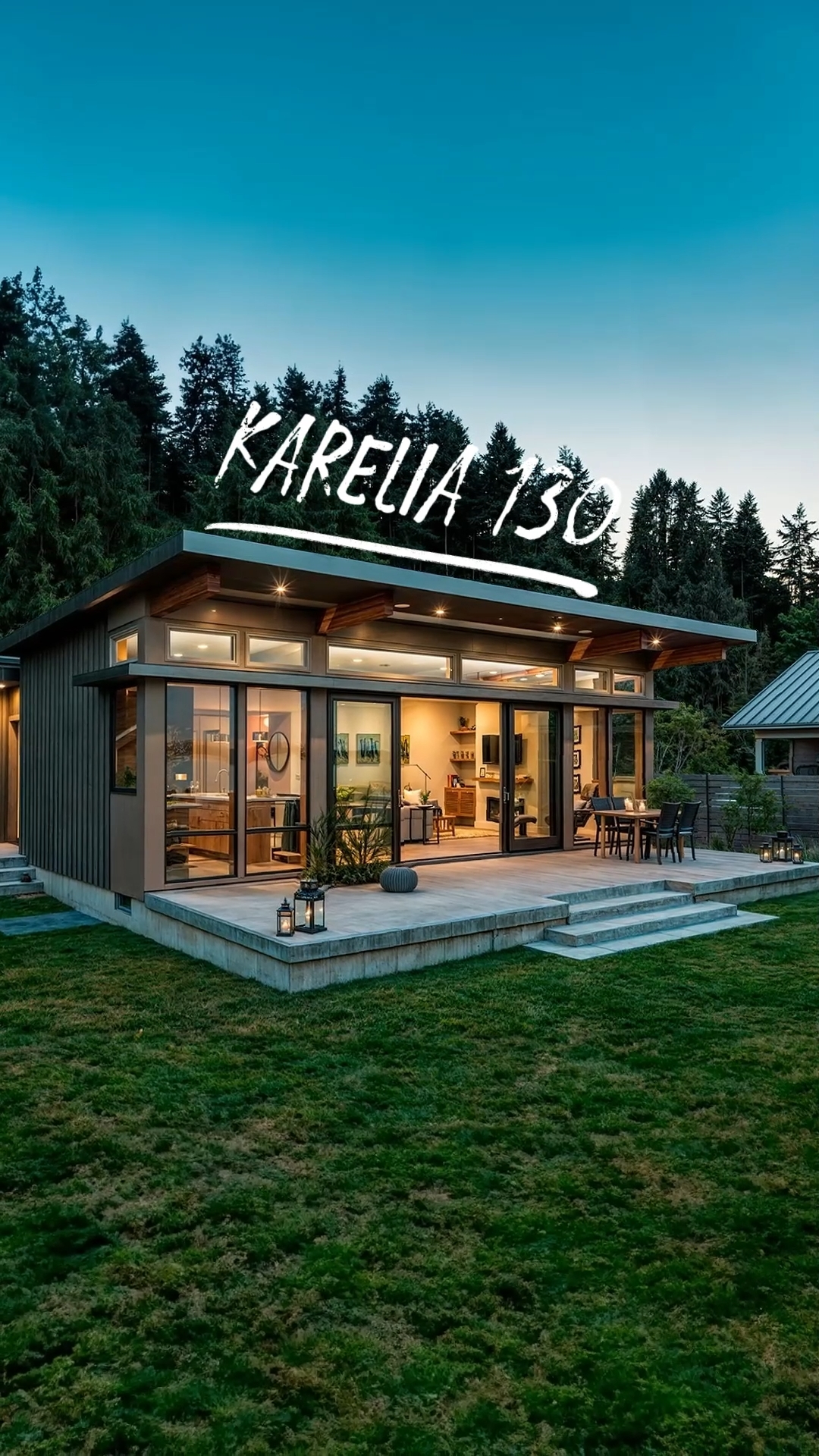 🏡 Современный дом Karelia 130: Панорамное остекление и уютная терраса