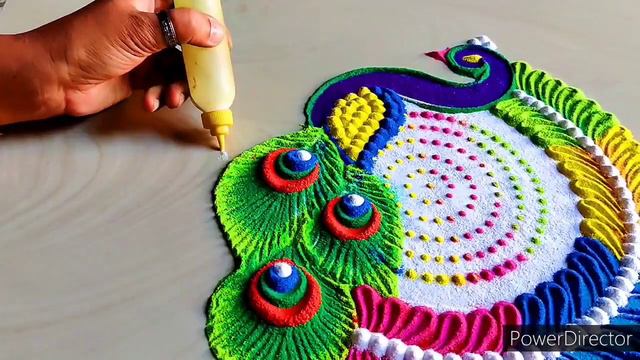 #1419 peacock rangoli designs with  shorts video
