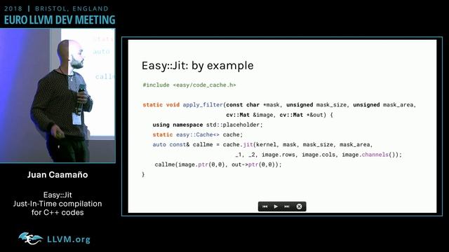 2018 EuroLLVM Developers Meeting: J. Caamaño Easy::Jit: Compiler-assisted library to enable  ...