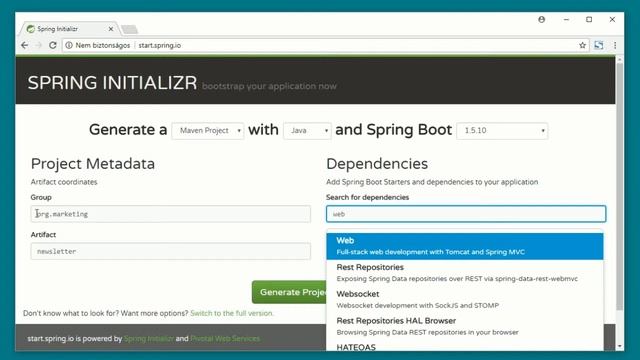 Spring #3 - Kiinduló projekt létrehozása az Initializr-rel - IntelliJ IDEA Community-hez