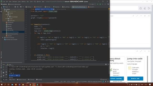 Chatbot using Aiml Python NLP Neo4J Tkinter in HindiUrdu