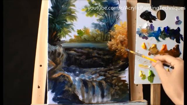 How to Paint Waterfall With Acrylics Lesson 3 ( PART1 )