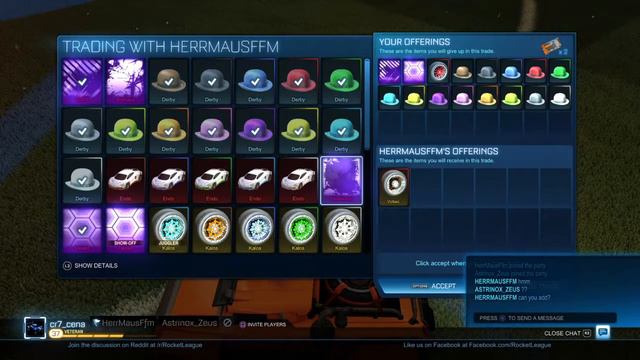 Rocket League scammer trading for crimson voltaic