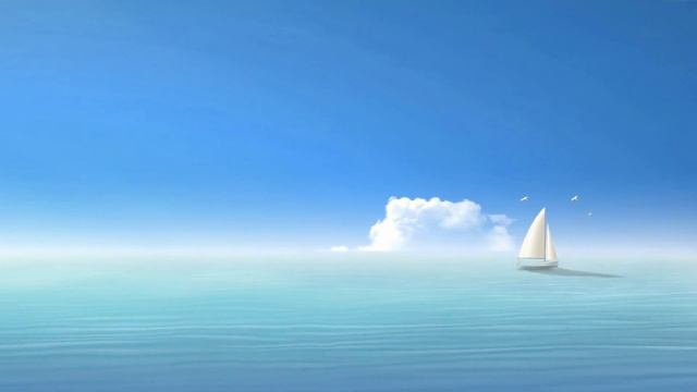 Одинокий Парус на Горизонте | Sail Boat Sea Ocean Horizon Minimalism - Анимированные Обои