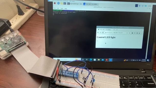 Raspberry Pi 4 Model B, Application -- Websocket Push Button and LED
