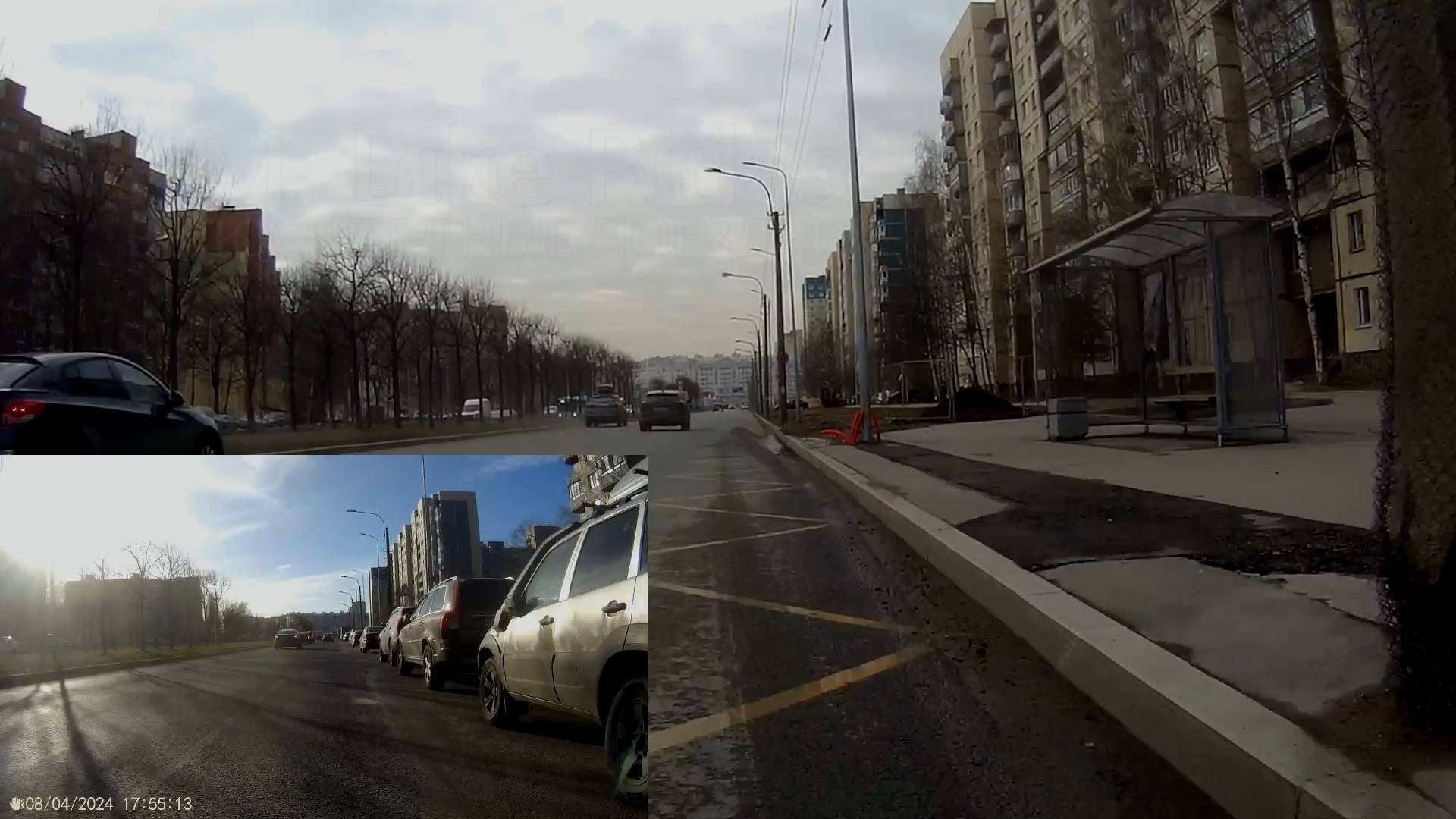 Без парковки авто у правого края, ул. Маршала Захарова