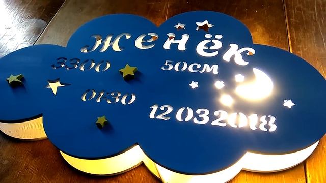 Ночник в детскую . Метрика малыша
