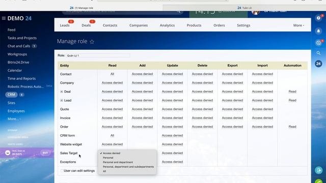 CRM: Phân Quyền CRM Trong Bitrix24