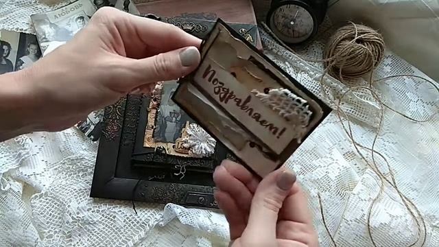 Мини-альбом в фоторамке в стиле нео-винтаж