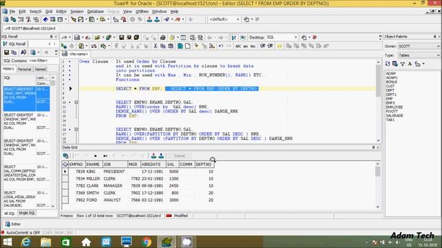 OVER clause in Oracle Database
