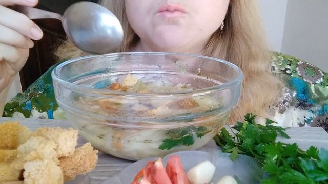 АСМР Капустный Суп с сухариками/ASMR Cabbage Soup with crackers