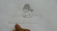 HOW TO DRAW EASILY A GIRL SITTING ON A TABLE