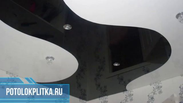 Установка черно-белых натяжных потолков