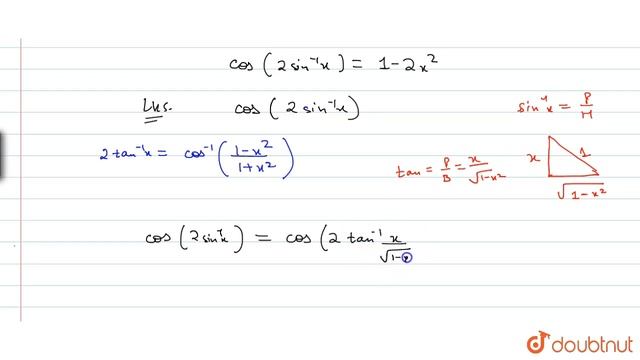 Prove That : `cos (2 Sin^(-1) X) = 1-2x^2`