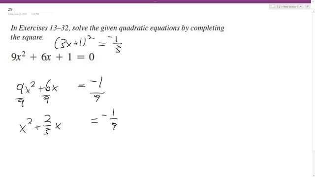 solve 9x^2 + 6x + 1 = 0 by completing the square.