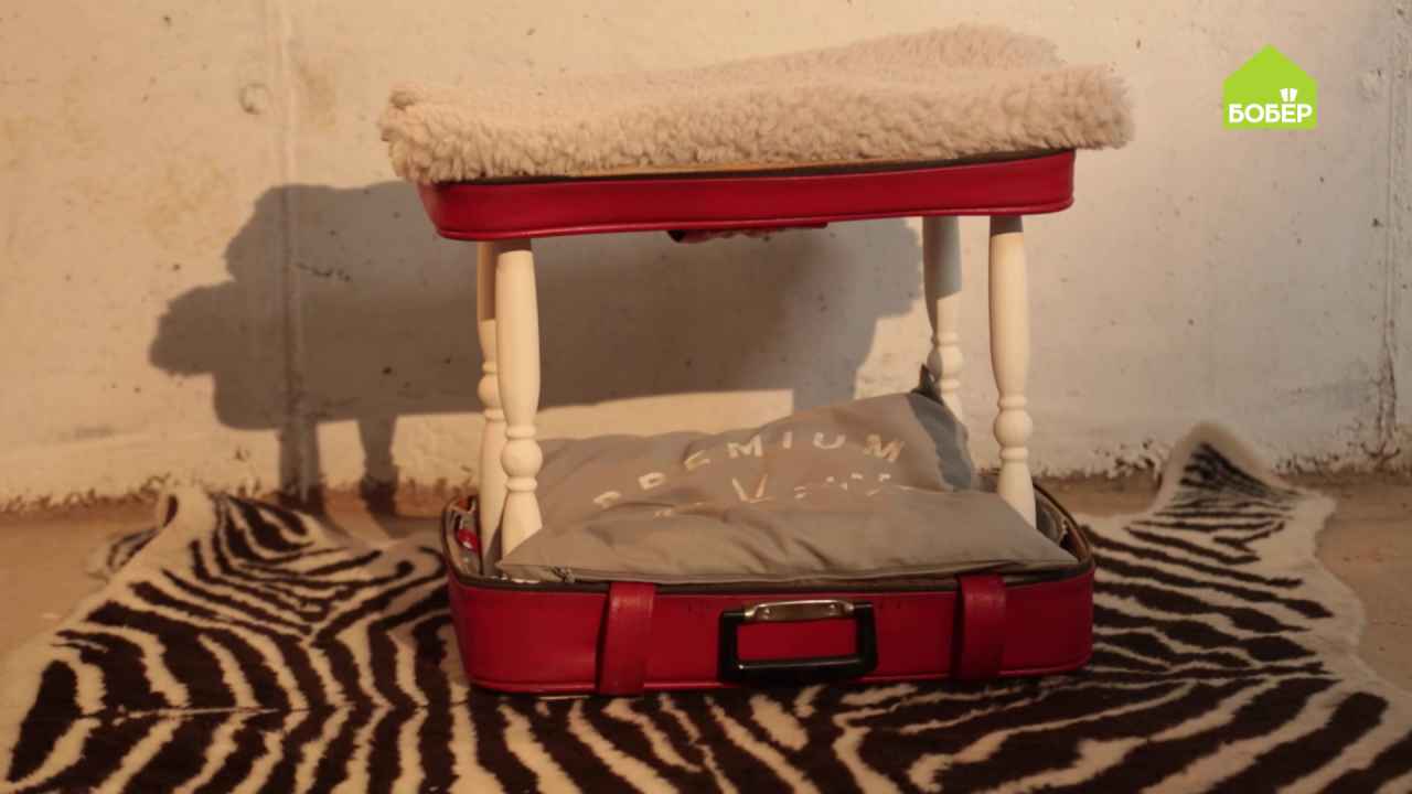 Поделки из старого чемодана! Двухъярусная лежанка для кошки. Как сделать домик для кота легко