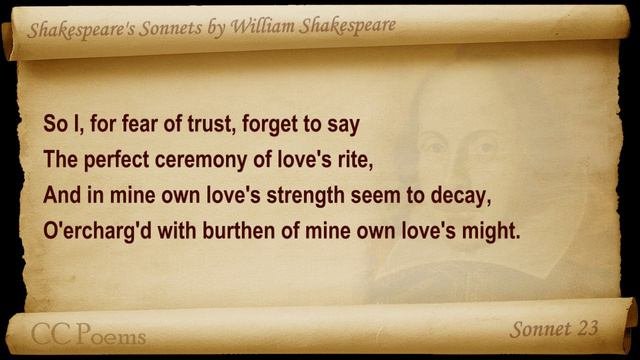 Sonnet 023 By William Shakespeare