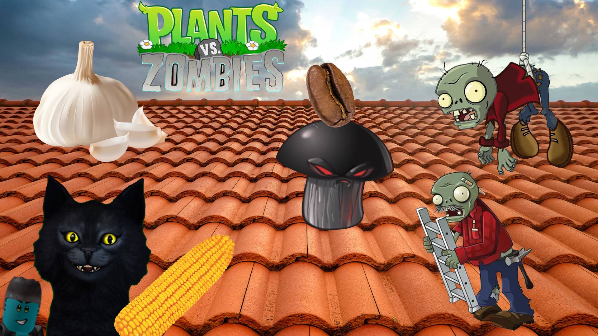 Растения против зомби/Plant vs Zombies/Дичь на крыше
