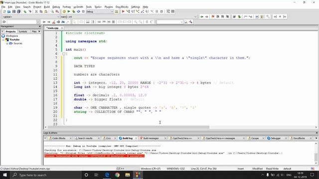 C++ Tutorial for Beginners 4 - C++ Input (Input Statements in C++) |  Escape sequences