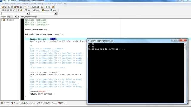 C Introduction to Output Manipulators - setprecision