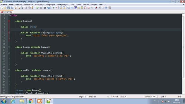 016 PHP 2017 hereditariedade de classes