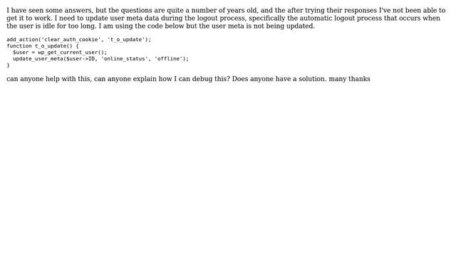 Wordpress: Update user meta on logout