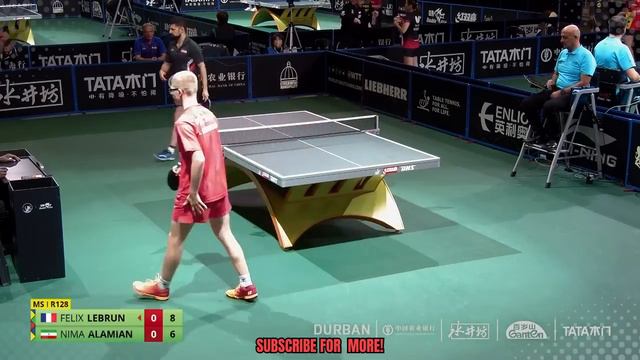 Felix Lebrun vs Nima Alamian | Durban 2023 World Table Tennis Championships | France vs Iran