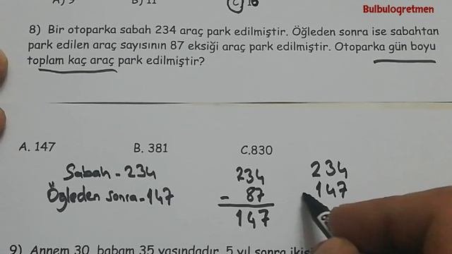 3.sınıf matematik 1.dönem konuları ile ilgili değerlendirme Bulbulogretmen  matematik 3sınıf