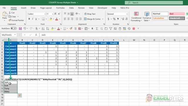 How To Count Specific Cells Across Multiple Worksheets In Excel