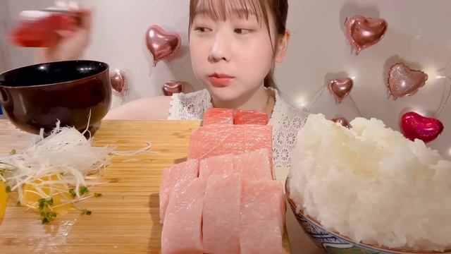 ASMR Tuna Sashimi【Mukbang/ Eating Sounds】【English subtitles】