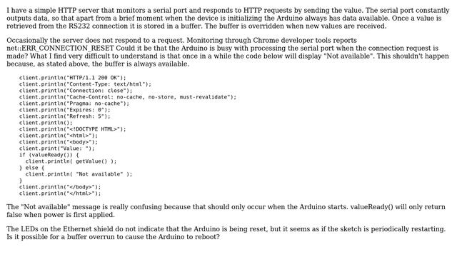 Arduino: Arduino ethernet shield not responding to every request because it is busy