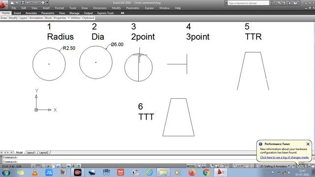 | AUTOCAD CIRCLE COMMAND | ALL TYPE CIRCLE COMMAND IN CAD| CIRCLE, RADIUS, DIA, 2P,3P,TTR,TTT |