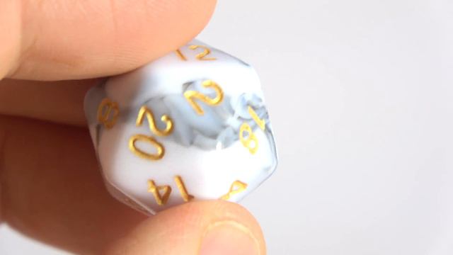 Die Hard Dice - White/Black Marble D20 closeup