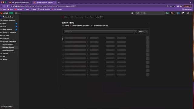 GitLab speed-run: Sorting tags in the container registry