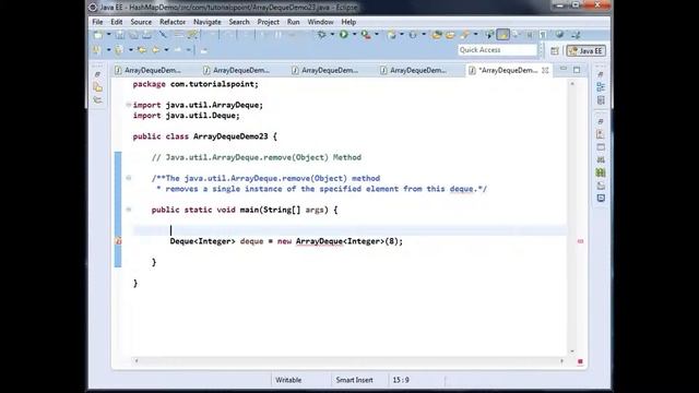 Java util ArrayDeque remove Method   removeObject Method