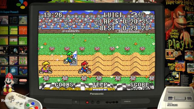 Mario Excite Bike (Excitebike Bun Bun Mario Battle Stadium)1997 Snes.