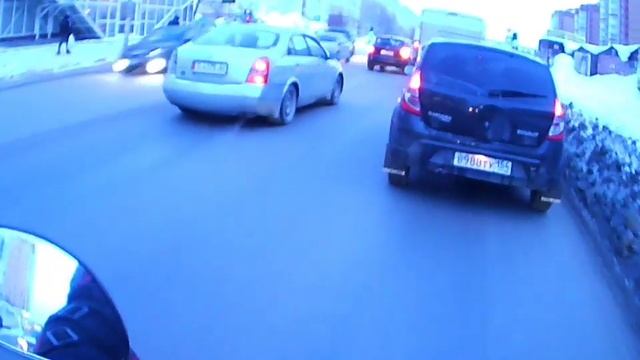Зима , февраль, Новосибирск, поездка на скуте