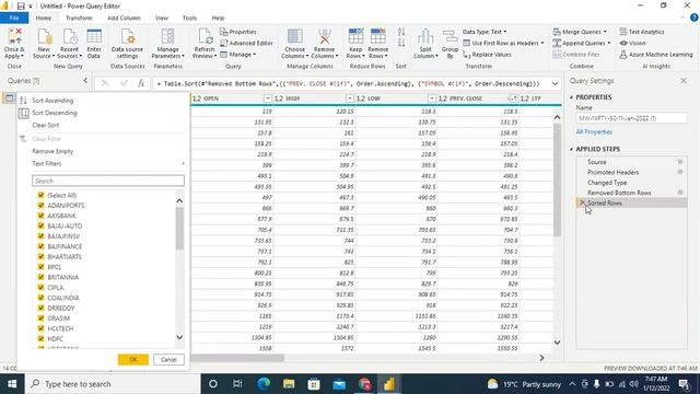 PowerBI - Filters , Sorting , Removing rows