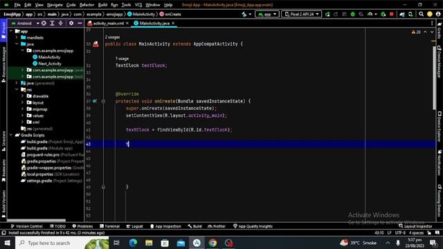 Text Clock - Text Clock in Android Studio