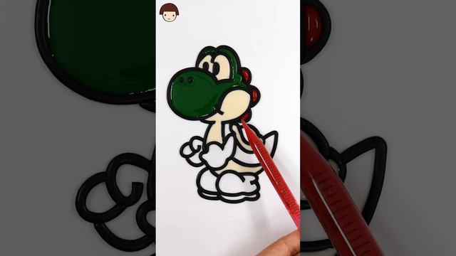 Coloring Super Mario Yoshi with jelly   Cute drawing Dinosaur #shorts
