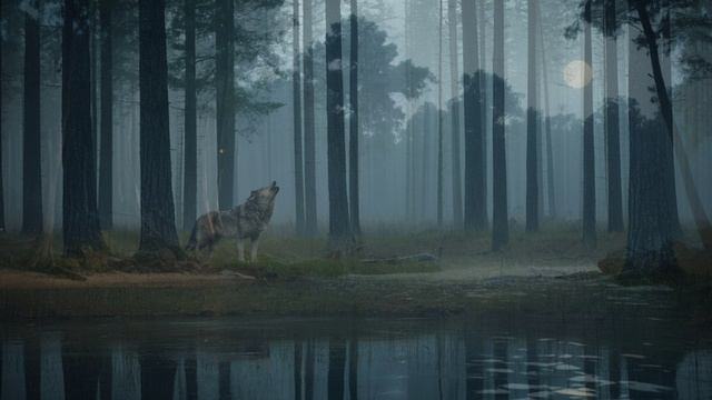 Музыка тайги, кинематографический, окружающий, голос волка.