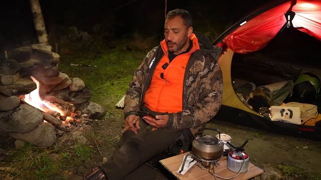 CAMPING In The RAIN - Freezing Cold - Fire Pit - Tent