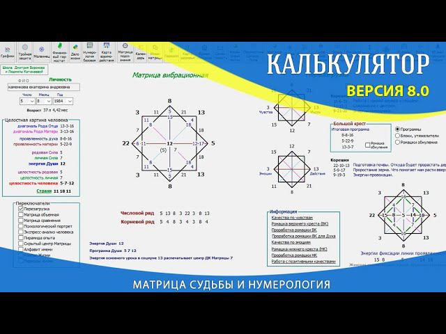 Калькулятор Матрица Судьбы и Нумерология, версия 6. Обзор