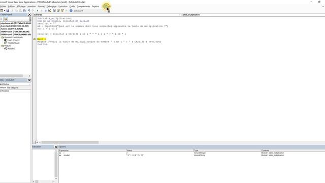 Générer une table de multiplication sur Excel VBA