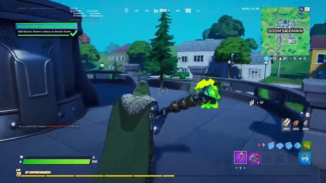 Visit Doctor Doom's statue as Doctor Doom/Fortnite Chapter 2 Season 4