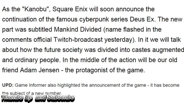 Deus Ex:Mankind Divided Announced! Ghost in the Shell Releasing 2015.Call of Duty Black Ops 3 Tease