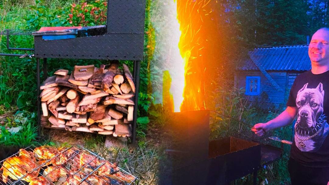 Дачные дела. Ровняем землю. Собираем и варим мангал. Царь мангал. Жарим курицу испытание мангала.
